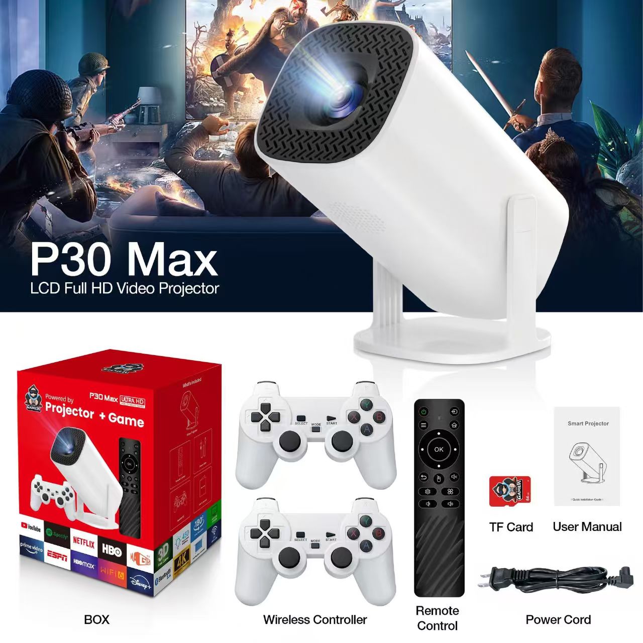 Retro Gaming And Projector - Proiettore di Giochi 3D P30MAX Console