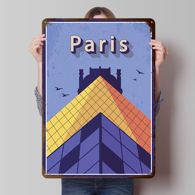 Retro Gaming Paris - Poster in Metallo 'Viaggio a Parigi',
